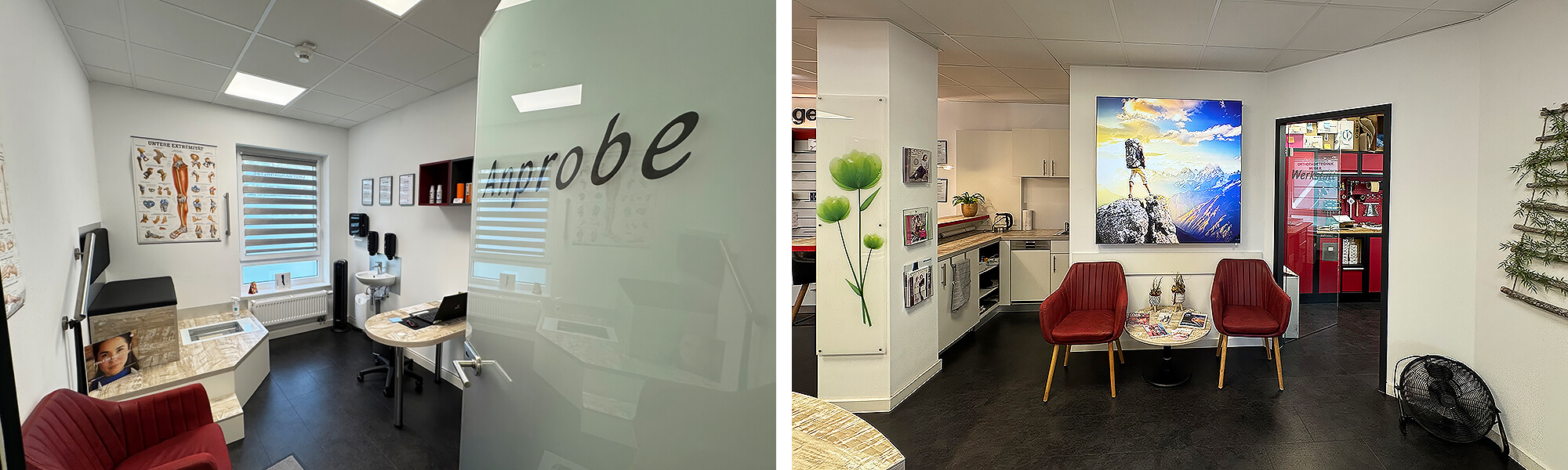 Innenansicht eines barrierefreien Sanitätshauses mit Beratungs- und Wartebereich